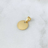 Dije Placa Circular Lisa 0.6gr / 1cm - 1.6cm / Cargador Interno Tallado Oro Amarillo 18K