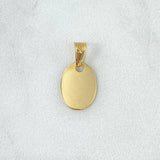 Dije Placa Ovalada Lisa 0.5gr / 1.3cm - 1.8cm / Cargador Interno Tallado Oro Amarillo 18K ©