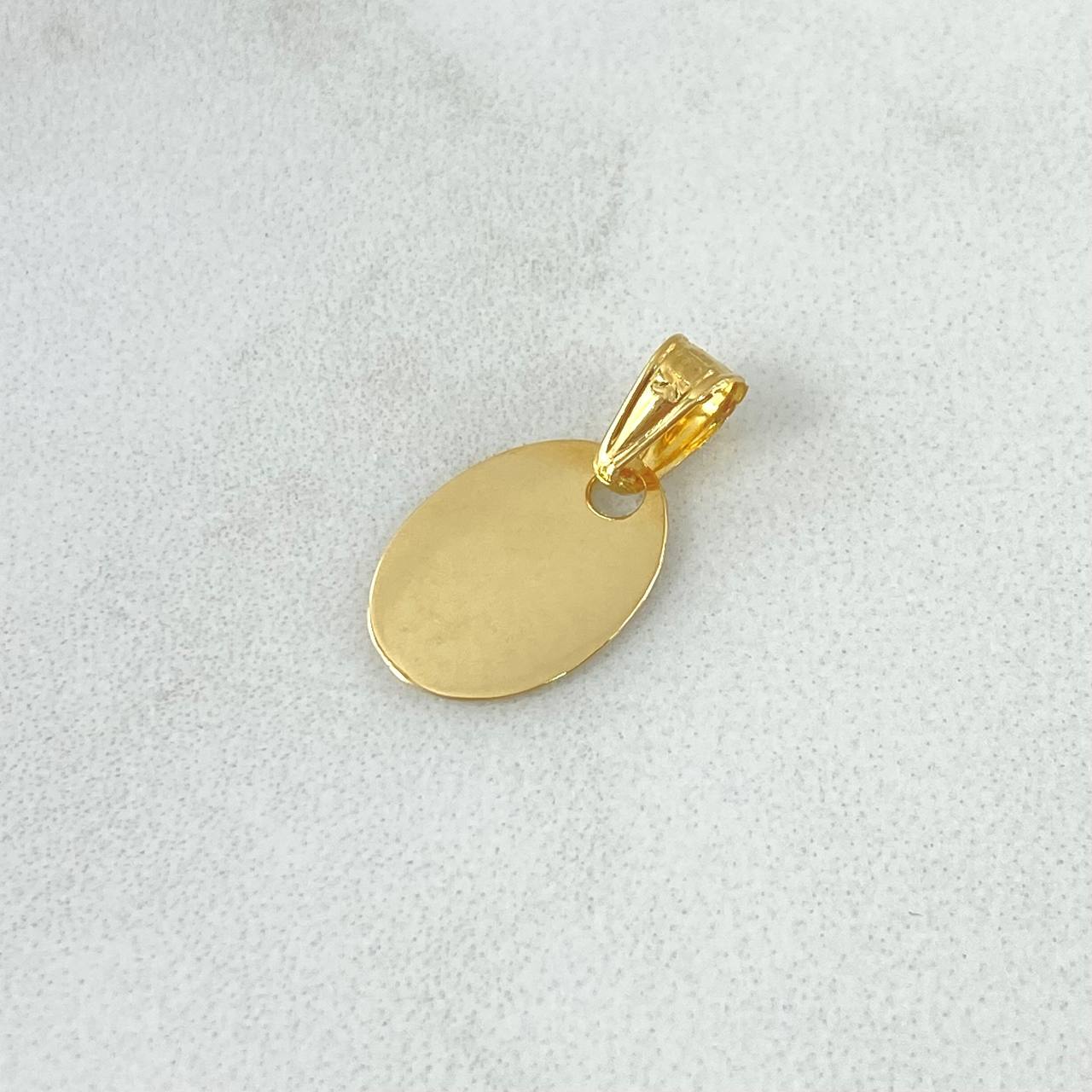 Dije Placa Ovalada Lisa 0.5gr / 1.2cm - 1.8cm / Cargador Interno Tallado Oro Amarillo 18K