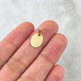 Dije Placa Ovalada Lisa 0.5gr / 1.2cm - 1.8cm / Cargador Interno Tallado Oro Amarillo 18K