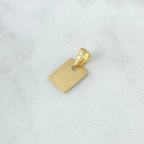 Dije Placa Rectangular Lisa 0.55gr / 1cm - 1.6cm / Cargador Interno Tallado Oro Amarillo 18K *