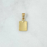 Dije Placa Rectangular Lisa 0.55gr / 1cm - 1.9cm / Cargador Tallado Oro Amarillo 18K