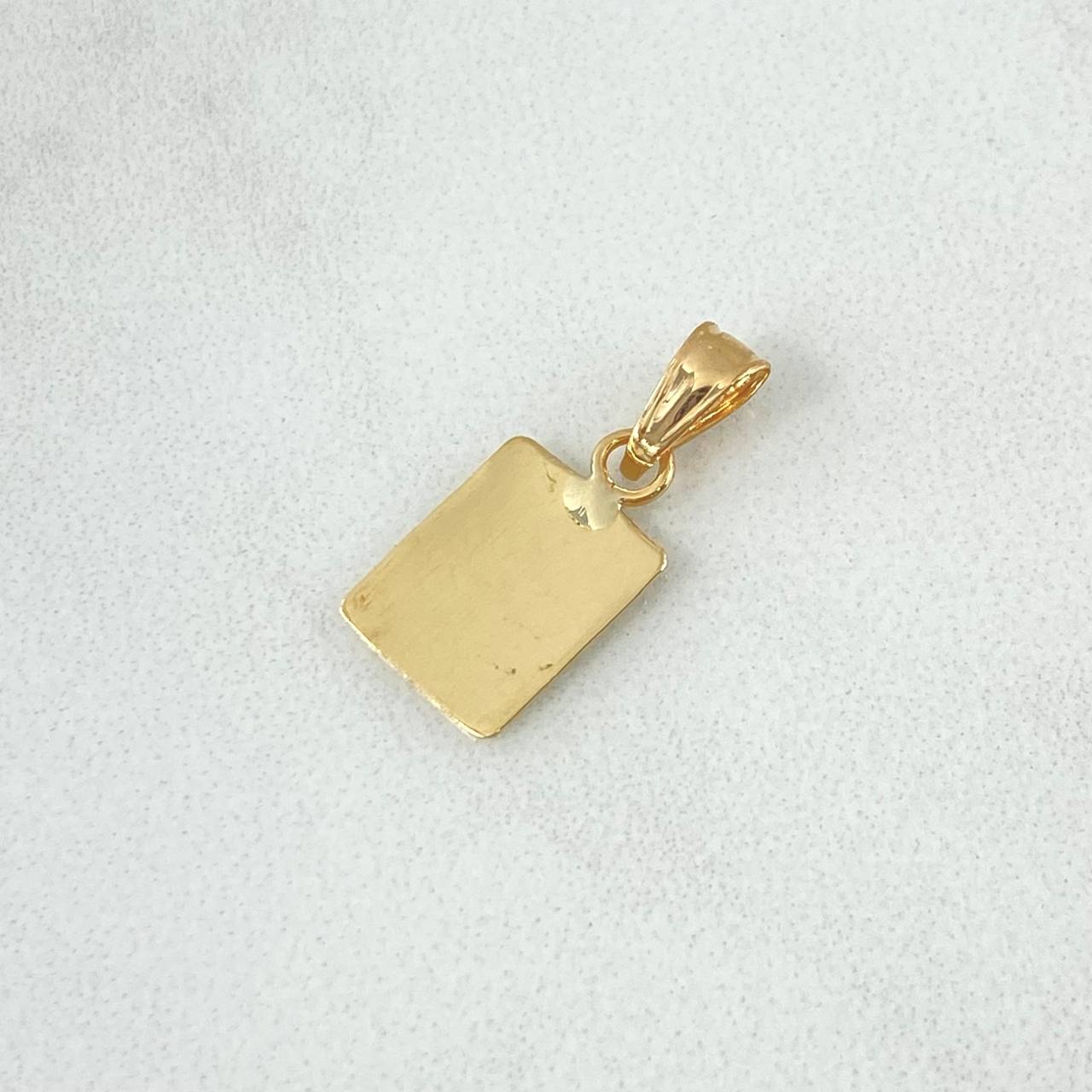 Dije Placa Rectangular Lisa 0.55gr / 1cm - 1.9cm / Cargador Tallado Oro Amarillo 18K