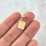 Dije Placa Rectangular Lisa 0.5gr / 1cm - 1.9cm / Cargador Tallado Oro Amarillo 18K