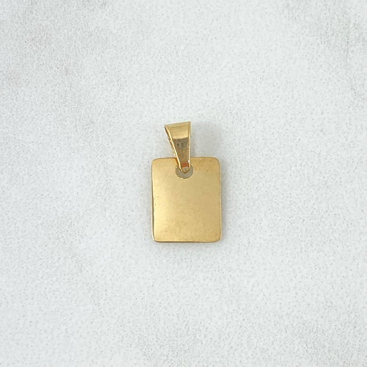 Dije Placa Rectangular Lisa 0.45gr / 1cm - 1.6cm / Cargador Interno Liso Oro Amarillo 18K *