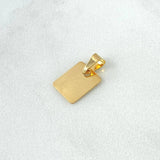 Dije Placa Rectangular Lisa 0.55gr / 1cm - 1.5cm / Cargador Interno Liso Oro Amarillo 18K ©