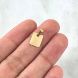 Dije Placa Rectangular Lisa 0.55gr / 1cm - 1.6cm / Cargador Interno Liso Oro Amarillo 18K