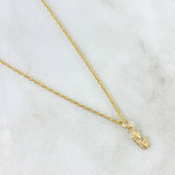 Cadena Lazo 0.95gr / 50cm 1.2mm + Dije Virgen Maria 0.35gr / 1.7cm Silueta Mate Oro Amarillo 18K (Oferta)