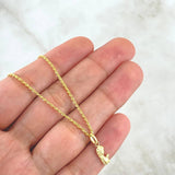 Cadena Lazo 0.95gr / 50cm 1.2mm + Dije Virgen Maria 0.35gr / 1.7cm Silueta Mate Oro Amarillo 18K (Oferta)