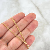 Set Cadena Lazo 1.6gr / 60cm / 1.4mm + Dije Cruz Lisa 0.25gr / 1.4cm Oro Amarillo 18K (Oferta)