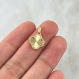 Dije Trébol VCyA 1.75gr / 1.9cm / Diamantado Punteado Oro Amarillo Nac.Esp. 18K