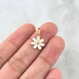 Dije Flor 1gr / 1.8cm / Resina Blanca Oro Amarillo 18K *