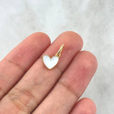 Dije Corazón Borde Texturizado 0.65gr / 1.5cm / Resina Blanca Oro Amarillo 18K *