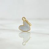 Dije Corazón Borde Texturizado 0.65gr / 1.5cm / Resina Blanca Oro Amarillo 18K *