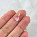 Dije Corazón Bordeado 0.6gr / 1.5cm / Resina Rosa Oro Amarillo 18K