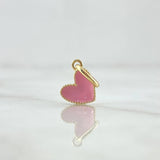 Dije Corazón Bordeado 0.6gr / 1.5cm / Resina Rosa Oro Amarillo 18K