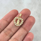 Dije Corazón Virgen Guadalupe 2.2gr / 2cm / Circones Blancos Oro Amarillo 18K *