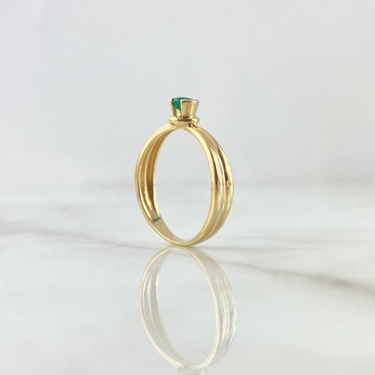 Anillo Solitario Abultado 2.25gr T6 3/4 Anillo Esmeralda 35pts Oro Amarillo (Joya)