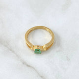 Anillo Dos Lineas 3.6gr / T5 1/4 / Esmeralda 40pts Oro Amarillo (Joya)