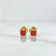 Topos Trebol 0.6gr / 4mm Borde Punteado Resina Roja Oro Amarillo 18K ©