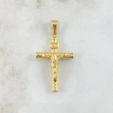 Dije Cruz Cristo 1.35gr / 3.6cm / Bastón Punteado Oro Amarillo 18K