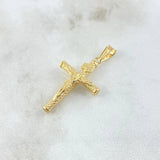 Dije Cruz Cristo 1.35gr / 3.6cm / Bastón Punteado Oro Amarillo 18K