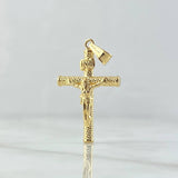 Dije Cristo Cruz 1.35gr / 3.6cm / Baston Punteado Oro Amarillo 18K ©