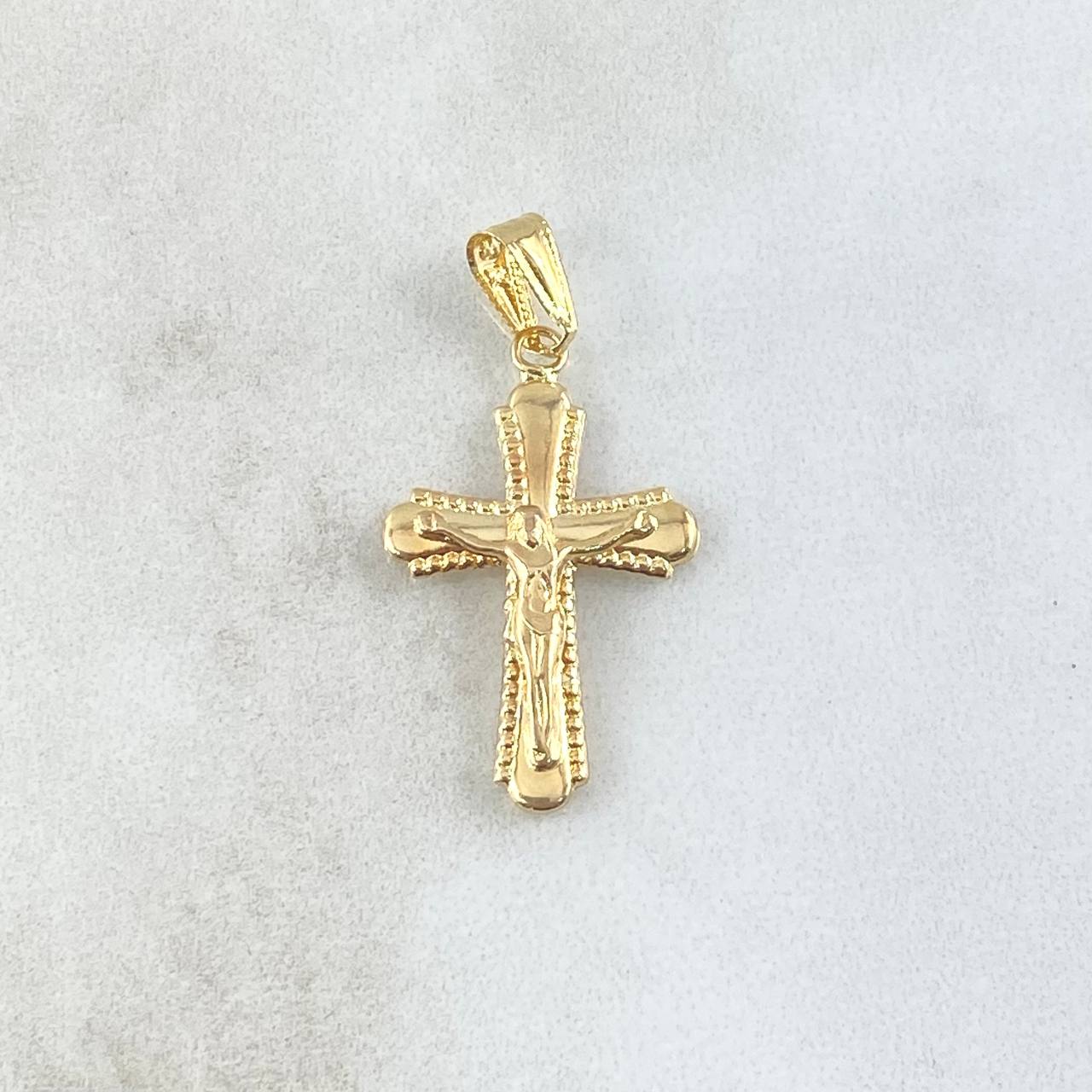 Dije Cruz Cristo 1.05gr / 3cm / Bordeada Oro Amarillo 18K *