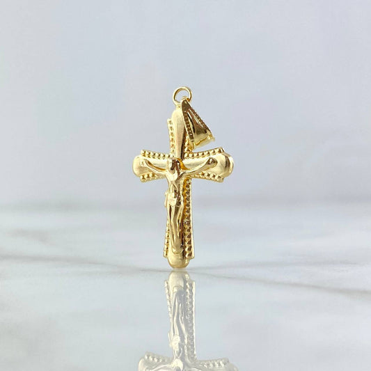 Dije Cruz Cristo 1.05gr / 3cm / Bordeada Oro Amarillo 18K *