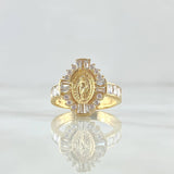 Anillo Virgen Milagrosa 4.05gr / T5 3/4 / Circones Blancos Oro Amarillo 18K