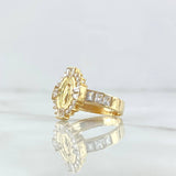 Anillo Virgen Milagrosa 4.05gr / T5 3/4 / Circones Blancos Oro Amarillo 18K