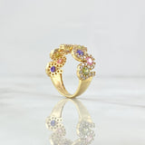 Anillo Olas Tupidas 4.5gr / T6 / Circones de Colores Oro Amarillo 18K *