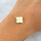 Herraje Trebol VCyA 1gr / 2cm / Diamantado Resina Blanca Oro Amarillo Nac.Esp. 18K