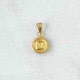 Dije Letra D Redonda 0.4gr / 1.5cm / Cargador Bordeado-Troquelada-Borde Liso Oro Amarillo 18K