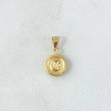 Dije Letra C Redonda 0.4gr / 1.5cm / Cargador Bordeado-Troquelada-Borde Liso Oro Amarillo 18K