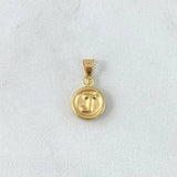 Dije Letra J Redonda 0.4gr / 1.5cm / Cargador Bordeado-Troquelada-Borde Liso Oro Amarillo 18K