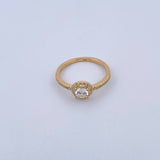 Anillo Halo Solitario Churumbela 2.05gr / T4 3/4 / Circones Blancos Oro Amarillo 18K &