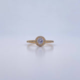 Anillo Halo Solitario Churumbela 2gr / T5 1/4 / Circones Blancos Oro Amarillo 18K &