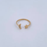 Anillo Abrazo Estrella Luna 1.55gr / T5 1/2 / Circones Blancos Oro Amarillo 18K &