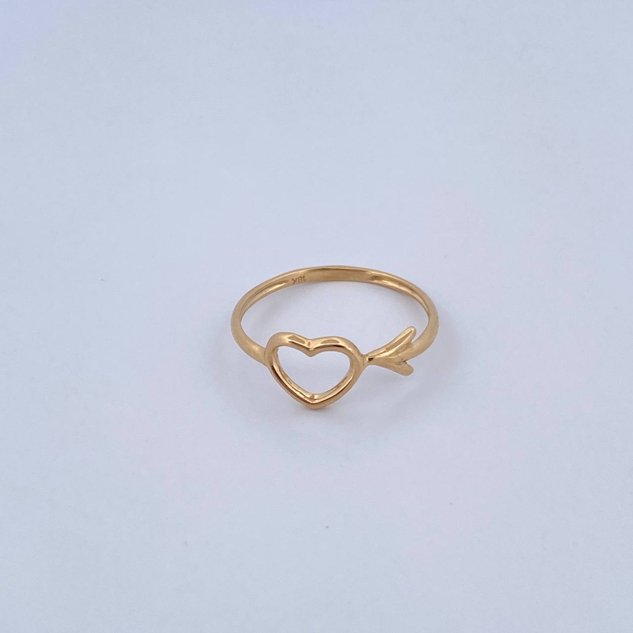 Anillo Silueta Corazon 1.3gr / T7 1/4 / Liso Oro Amarillo 18K &