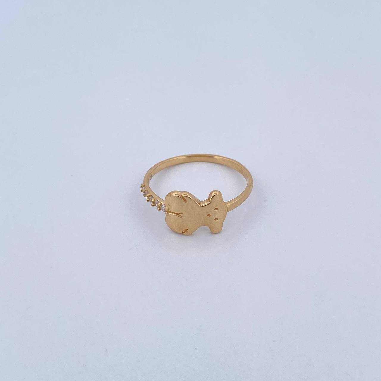 Anillo Oso Ts 1.4gr / T5 1/4 / Circones Blancos Oro Amarillo 18K &