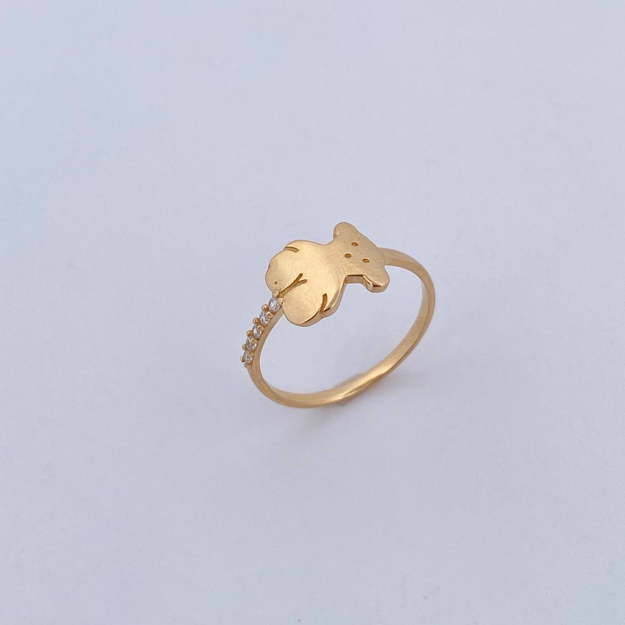 Anillo Oso Ts 1.4gr / T5 1/4 / Circones Blancos Oro Amarillo 18K &