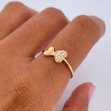 Anillo Corazones 1.2gr / T7 / Circones Blancos Oro Amarillo 18K &