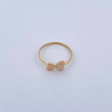 Anillo Corazones 1.2gr / T7 / Circones Blancos Oro Amarillo 18K &