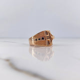 Anillo Cruz Cristo 11.2gr / T11 1/2 / Circones Negros Oro Rosa 18K $