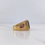 Anillo Poker 9.7gr / T9 3/4 / Circones Negros Fucsias Tres Oros 18K $