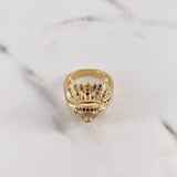 Anillo Indio 9.25gr / T9 1/2 / Circones Colores Oro Amarillo 18K $