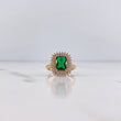 Anillo Solitario Halo 4.2gr / T6 / Circones Verde Blancos Oro Amarillo 18K $