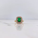 Anillo Solitario Halo 4.2gr / T6 / Circones Verde Blancos Oro Amarillo 18K $