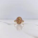 Anillo Virgen Guadalupe Flores 4gr / T7 1/2 / Circones Blancos Dos Oros Amarillo Rosa 18K $